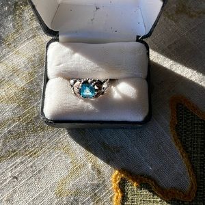 Black hills gold blue topaz ring